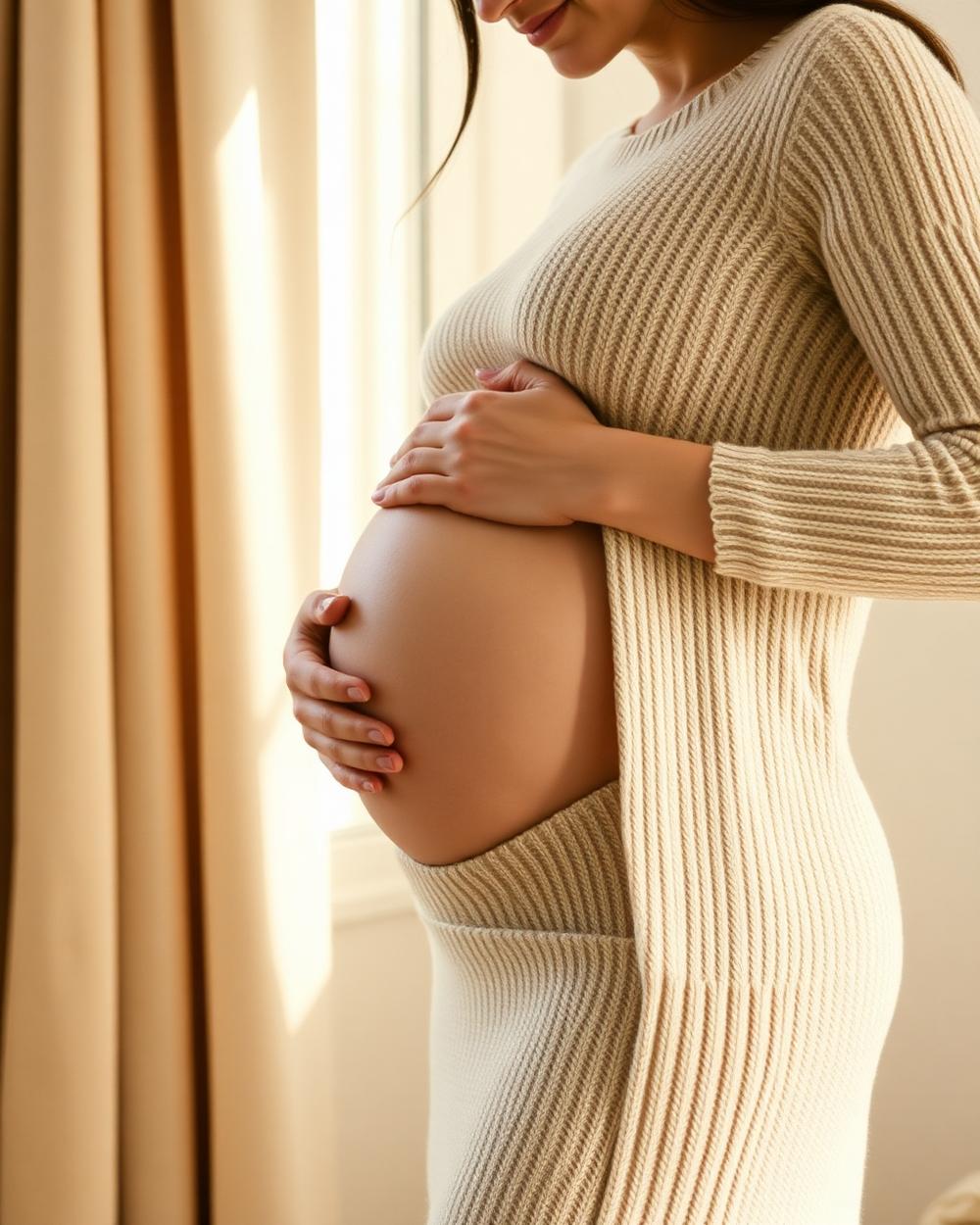 A quiet moment of motherhood in soft natural light